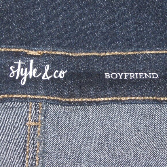 Style & Co Cuffed Ankle Mid Rise Boyfriend Jeans Dark Wash 24W NWT - Picture 6 of 8